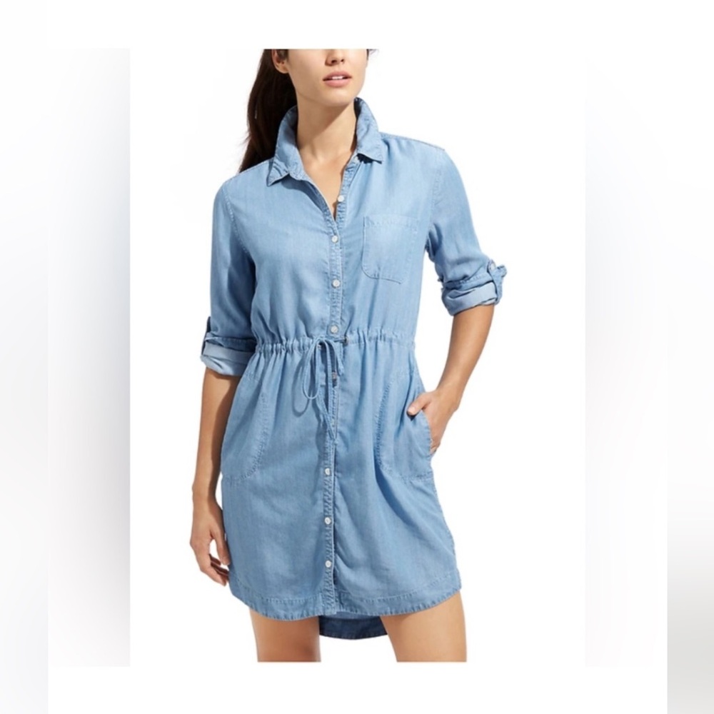 Athleta Light Blue Denim Shirt Dress XS